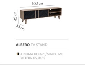 ALBERO TV STAND SONOMA DECAPE ΜΑΥΡΟ ΜΕ PATTERN 160x35xH45cm