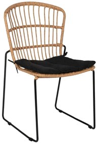Καρέκλα HM5866.01 Με Μαξιλάρι &amp; Rattan 51,5x58x86cm Natural-Black