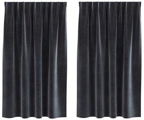 vidaXL Κουρτίνες με κουρτίνες 2 pcs Σκούρο γκρι 140 x 140 cm Βελούδο