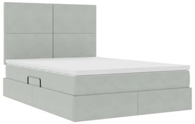 vidaXL Κρεβάτι με αποθηκευτικό χώρο και LED Ανοιχτό γκρι 140 x 200 cm