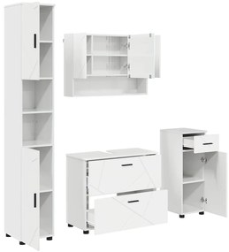 vidaXL Σετ Επίπλων Μπάνιου 4 pcs Γυαλιστερό λευκό 30 x 35 x 192 εκ.