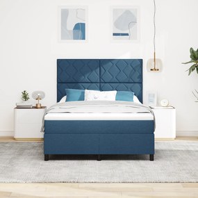 vidaXL Κρεβάτι Box Spring με Ματ Μπλε 140x200 εκ. Ύφασμα