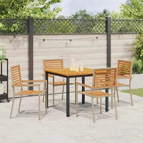 vidaXL Σέτ φαγητού για κήπο 5 pcs Μπεζ 90 x 90 x 75 cm συνθετικό ρατάν