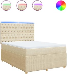 vidaXL Κρεβάτι Boxspring με Στρώμα Κρεμ 140x200 εκ. Υφασμάτινο