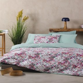 Κουβερλί Maybell 14 Green-Pink Kentia Υπέρδιπλo 230x250cm 100% Βαμβακοσατέν