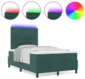 vidaXL Κρεβάτι με ελατήρια Σκούρο Πράσινο 120 x 200 cm Βελούδο