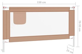 Μπάρα Κρεβατιού Προστατευτική Taupe 150 x 25 εκ. Υφασμάτινη - Μπεζ-Γκρι