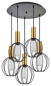 Φωτιστικό Οροφής Adept Tube 77-8629 43x43x300cm 5xE27 60W Black-Gold Homelighting