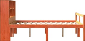 vidaXL Κρεβάτι Βιβλιοθήκη Χωρίς Στρώμα Καφέ 135x190 εκ Μασίφ Πεύκο