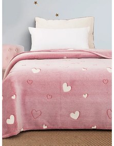 Κουβέρτα φωσφοριζέ κούνιας Hearts Pink 110x140