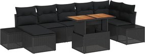 vidaXL Σετ Καναπέ Κήπου με αποθήκευση 8 pcs Μαύρο Πολυ ράταν