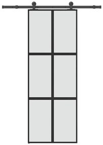 vidaXL Συρόμενη πόρτα με σετ υλικού 76x205 cm από γυαλί&amp;Αλουμίνιο