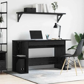 vidaXL Γραφείο με ράφι Άλλο Μαύρη δρυς 140 x 50 x 75 εκ. Επεξεργασμένο ξύλο