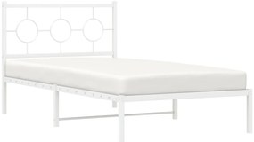 vidaXL Πλαίσιο Κρεβατιού με Κεφαλάρι Λευκό 100 x 200 εκ. Μεταλλικό