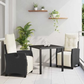vidaXL Σέτ φαγητού για κήπο 3 pcs Μαύρο συνθετικό ρατάν