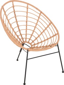 ΠΟΛΥΘΡΟΝΑ ΤΥΠΟΥ ΦΩΛΙΑ ΜΕΤΑΛΛΙΚΗ ALLEGRA HM5458.11 ΜΕ WICKER ΜΠΕΖ 73x78x88Υεκ.