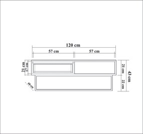Τραπεζάκι Σαλονιού Καρυδί / Μαύρο CRAVEMO 120x60x43