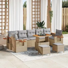 vidaXL Σετ Καναπέ Κήπου 10 pcs μπεζ και ανοιχτό γκρι 90 x 55 x 71 cm