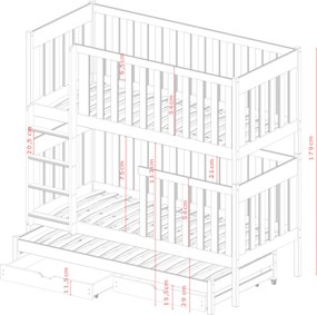 EMILKA 80x180 graphite bunk bed Lano Furniture