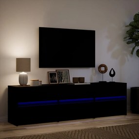 vidaXL Έπιπλο Τηλεόρασης με LED Μαύρο 180x34x50 εκ. από Επεξ. Ξύλο