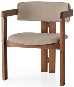 Πολυθρόνα 974NMB1758 58x49x76cm Walnut-Mink Ξύλο,Ύφασμα