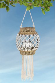 Φανάρι ArteLibre Καφέ/Λευκό Μπαμπού/Rattan 29cm