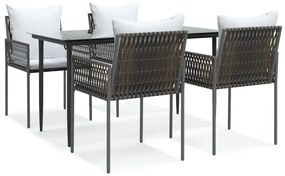 vidaXL Σετ Τραπεζαρίας Κήπου 5 τεμ. Συνθ. Ρατάν / Ατσάλι με Μαξιλάρια