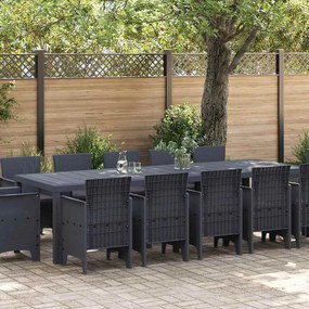 vidaXL Σέτ φαγητού για κήπο με μαξιλάρι 13 pcs Ανθρακί Πλαστικό