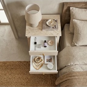 Κομοδίνο με δύο συρτάρια σε τραβερτίνη 40x35x70 cm - Πάγος