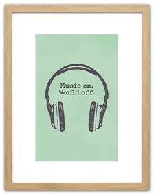 Πίνακας Σε Κορνίζα ArteLibre Πλαστικό 'Music On. World Off.' 35x45x1.8cm