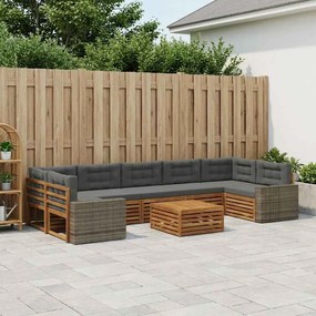 vidaXL Σειρά Καναπέ Εξωτερικού 8 pcs Φυσικό και Ανθρακί