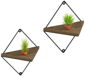Ράφια Τοίχου (Σετ 2Τμχ) Everleigh HM8951.11 22x13x30cm Natural-Black Μελαμίνη,Μέταλλο