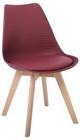 Καρέκλα Martin Stripe ΕΜ136,02S 49x56x82cm Bordeaux Σετ 4τμχ Wood, Polypropylene