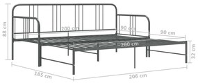 ΠΛΑΙΣΙΟ ΓΙΑ ΚΑΝΑΠΕ - ΚΡΕΒΑΤΙ ΓΚΡΙ 90 X 200 ΕΚ. ΜΕΤΑΛΛΙΚΟ 324754