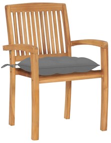 vidaXL Καρέκλες Κήπου Στοιβαζόμενες 6 τεμ. Μασίφ Ξύλο Teak &amp; Μαξιλάρια