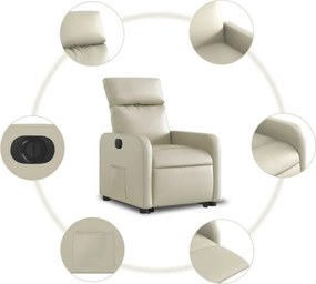 vidaXL Πολυθρόνα Ηλεκτρ. Ανακλινόμενη με Ανύψωση Κρεμ Συνθ.Δέρμα