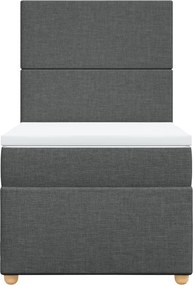 vidaXL Κρεβάτι Boxspring με Στρώμα Σκούρο Γκρι 100x200 εκ. Υφασμάτινο