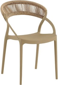 DORA Πολυθρόνα Στοιβαζόμενη, PP Tortora, Rope Wicker Φυσικό   1τμχ