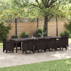 vidaXL Τραπέζι Κήπου Καφέ 350x100x73 εκ. Πολυ Ράτταν