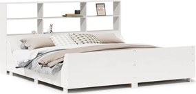 vidaXL Κρεβάτι Βιβλιοθήκη Χωρίς Στρώμα Λευκό 180x200 εκ Μασίφ Ξύλο