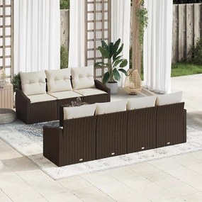vidaXL Σετ Καναπέ Κήπου με μαξιλάρι 8 pcs Καφέ, Κρέμα 55 x 55 x 37 εκ