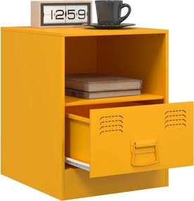 vidaXL Κομοδίνα 2 τεμ. Μουσταρδί 34,5 x 39 x 44 εκ. από Χάλυβα