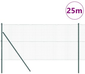 vidaXL Ευρωπαϊκή περίφραξη με 13 στήλες 1x25 μ Γαλβανισμένο Ατσάλι Πράσινο