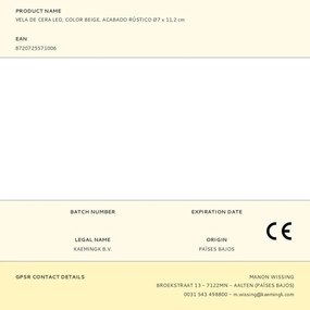 Κερί LED Lumineo Μπεζ Κρεμ Ø 7 x 11,2 cm (AAA)