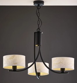 Κρεμαστό Πολύφωτο Arthur Φ65cm Μαύρο με Λευκό Ύφασμα