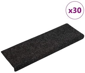 Αυτοκόλλητα Πατάκια Σκαλιών 30 τεμ. 65x21x4 εκ. Μαύρα Ορθογώνια Άκρα