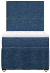 vidaXL Κρεβάτι Boxspring με Στρώμα Μπλε 90x200 εκ.Υφασμάτινο