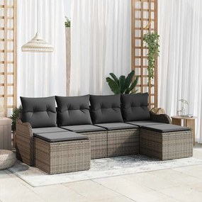 vidaXL Σετ Καναπέ Κήπου με μαξιλάρι 6 pcs Γκρι Πολυ ράταν