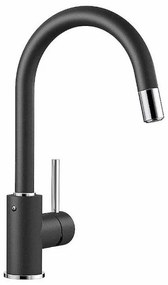 Blanco Mida-S Anthracite Μπαταρία Κουζίνας με Περιστρεφόμενο Ρουξούνι και Αποσπώμενο Ντους