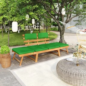 Παγκάκι Κήπου 2 σε 1 190 εκ. Μασίφ Ξύλο Ακακίας με Μαξιλάρια - Πράσινο